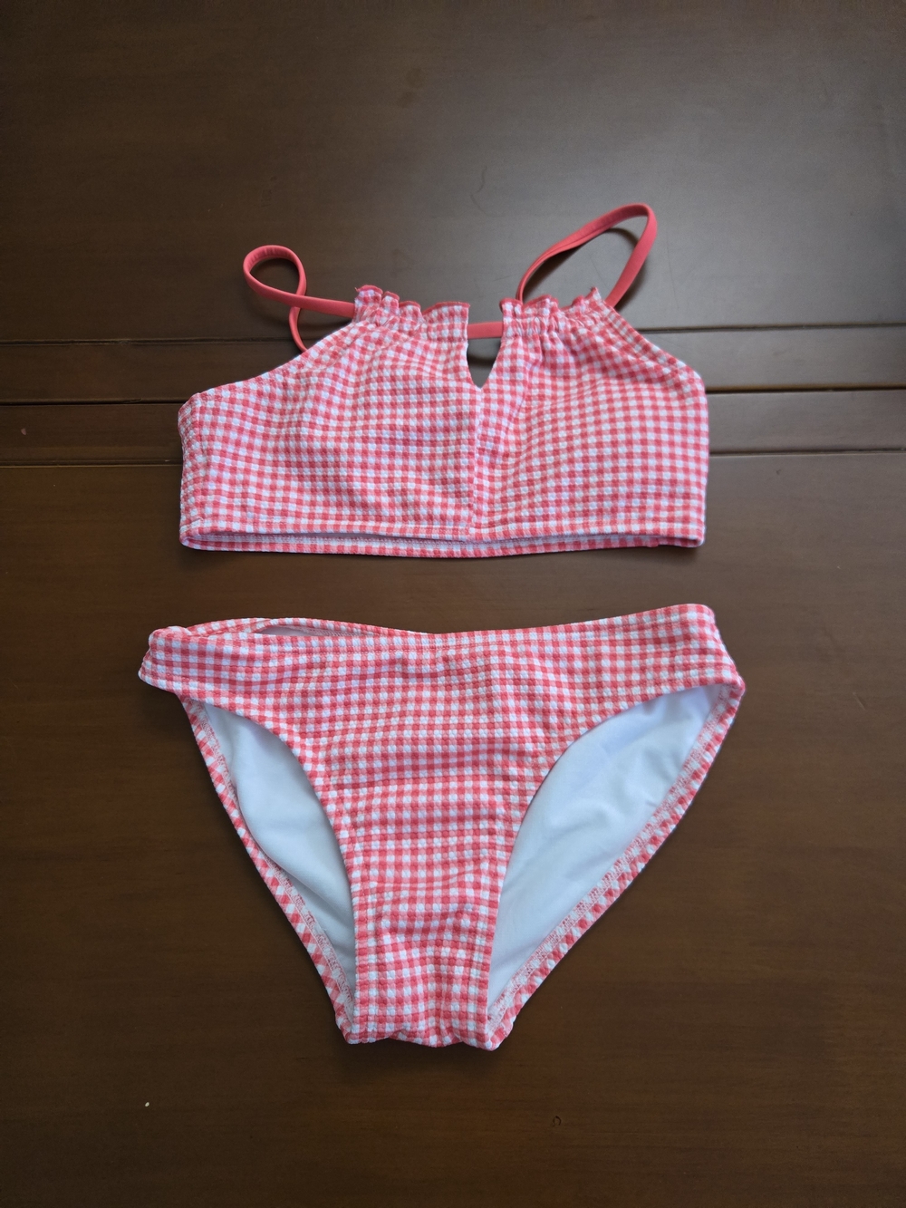 Tweens Pinkish Gingham Two-Piece Swim Set